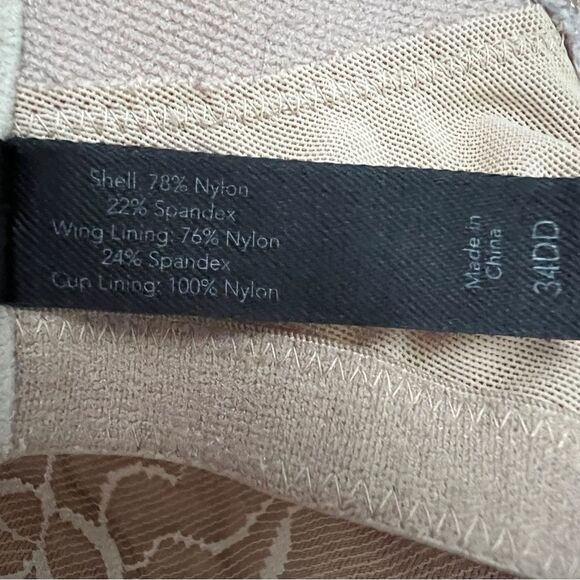 Soma Intimates Tan Floral Lace Overlay Bra 34DD Gorgeous Trim Feminine - Picture 5 of 5